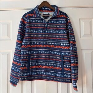 Chubbies Medium Southwestern Geometric Quilted Quarter Zip‎ Pullover Blue EUC